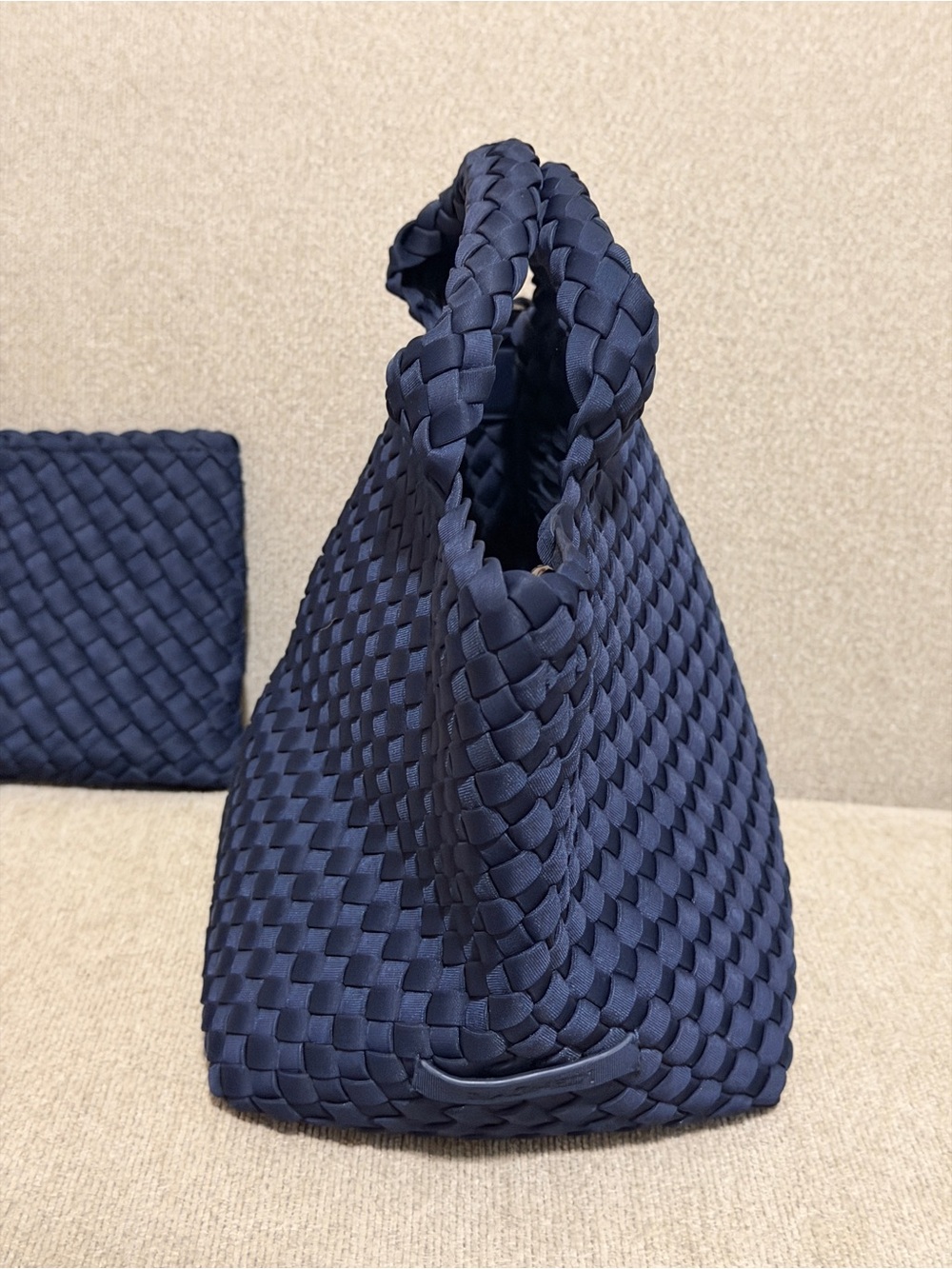 Naghedi St. Barths Small Tote with Matching Zip Pouch in Ink Blue - Picture 3 of 11